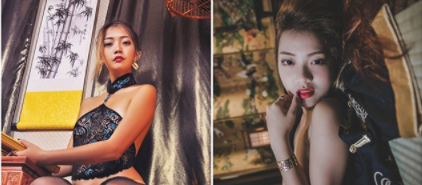 古典美女的蕾丝诱惑！「双手遮胸」太喷火，美乳包不住啊！